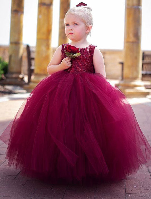 Floor Length Flower Girl Dresses Top Sequins