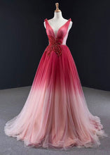 Load image into Gallery viewer, V Neck Gradient Prom Dresses Tulle