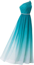 Laden Sie das Bild in den Galerie-Viewer, One Shoulder Gradient Prom Dresses Waist with Beaded