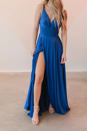 V Neck Prom Dresses Slit