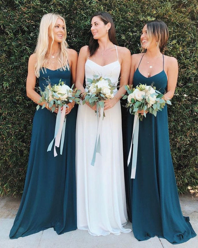 Halter Chiffon Long Bridesmaid Dresses Under 100