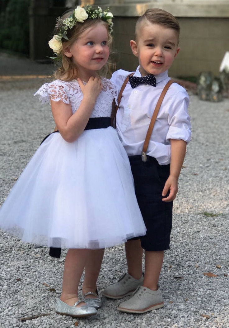 Cute Flower Girl Dresses with Black Sash