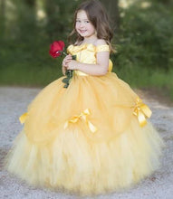 Charger l&#39;image dans la galerie, Off the Shoulder Yellow Birthday Dresses Flower Girl Dresses