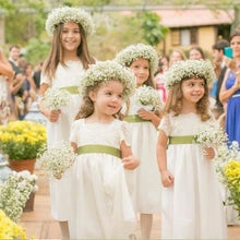 Carica l&#39;immagine nel visualizzatore di Gallery, Sweet White Flower Girl Dresses with Short Sleeves