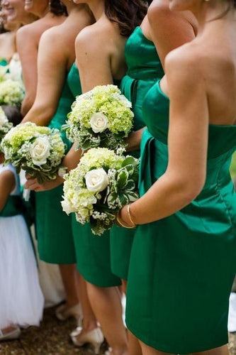 Strapless Green Knee Length Bridesmaid Dresses under 100