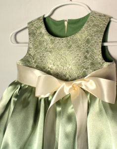 Sage Flower Girl Dresses with Lace