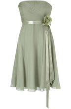 Load image into Gallery viewer, Strapless Chiffon Bridesmaid Dresses Waist with Handmade Flowers