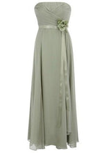 Load image into Gallery viewer, Strapless Chiffon Bridesmaid Dresses Waist with Handmade Flowers