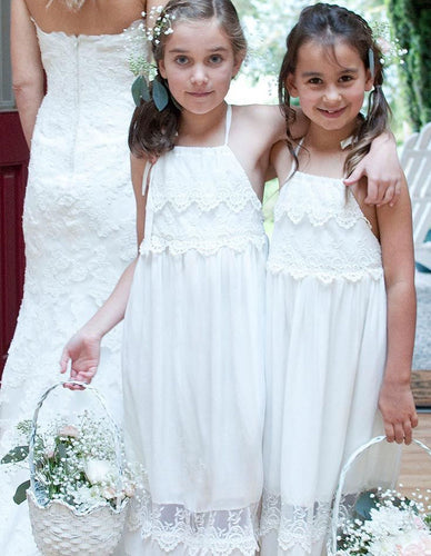 Halter Casual Boho Flower Girl Dresses for Wedding Party