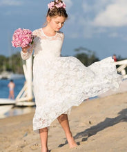 Carica l&#39;immagine nel visualizzatore di Gallery, Lace Flower Girl Dresses with Full Sleeves for Wedding Party