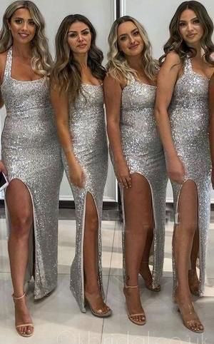 Silver Halter Bridesmaid Dresses for Wedding Party