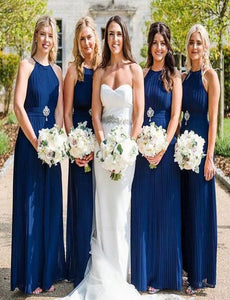 Elegant Long Bridesmaid Dresses Evening Gowns Waist with Rhinestone