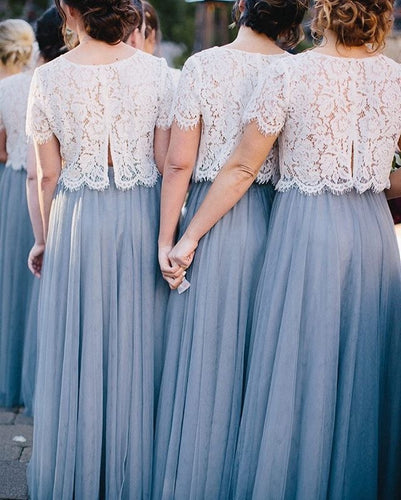 Two Piece Bridesmaid Dresses Top with lace