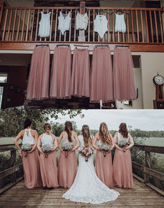 Elegant Blush Tulle Bridesmaid Dresses