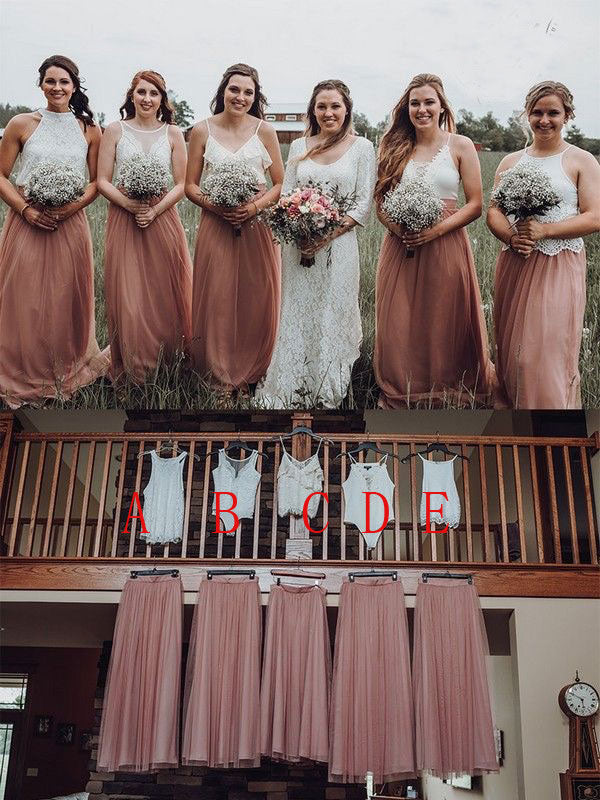 Elegant Blush Tulle Bridesmaid Dresses