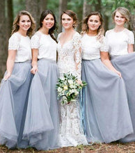 Load image into Gallery viewer, two piece tulle bridesmaid dresses for wedding 