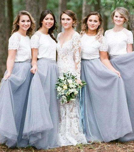 two piece tulle bridesmaid dresses for wedding 