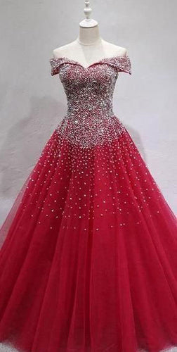 Off the Shoulder Long Prom Dresses with Beaded