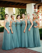 Load image into Gallery viewer, V Neck Long Bridesmaid Dresses Under 100