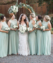 Charger l&#39;image dans la galerie, Elegant Chiffon Sage Long Bridesmaid Dresses Under 100