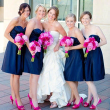 Load image into Gallery viewer, Navy Blue Short Bridesmaid Dresses under 100