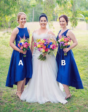 Charger l&#39;image dans la galerie, Royal Blue Hi Low Bridesmaid Dresses for Wedding Party