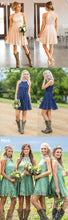 Load image into Gallery viewer, High Neck Short Counrty Lace Bridesmaid Dresses