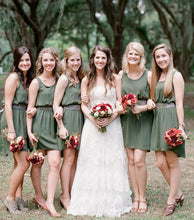 Load image into Gallery viewer, Scoop Casual Short Bridesmaid Dresses for Wedding