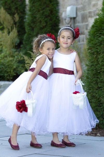 Ankle Length Flower Girl Dresses with Sash