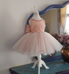 Sweet Flower Girl Dresses with Pearls Tea Length Birthday Gown