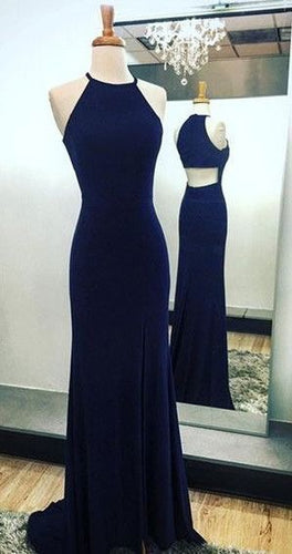 Halter Navy Blue Long Prom Dresses for Women under 100