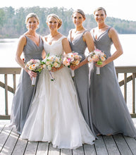 Load image into Gallery viewer, V Neck Long Bridesmaid Dresses for Wedding Party Under 100