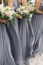 Load image into Gallery viewer, V Neck Long Bridesmaid Dresses for Wedding Party Under 100