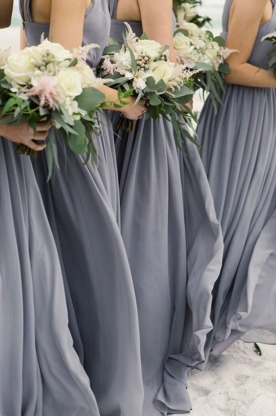 V Neck Long Bridesmaid Dresses for Wedding Party Under 100