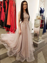 Charger l&#39;image dans la galerie, Charming Tulle Long Prom Dresses with Appliques Beaded