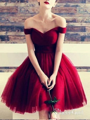 Off the Shoulder Off the Shoulder Knee Length Tulle Homecoming Dresses
