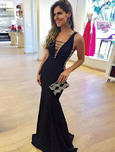 Load image into Gallery viewer, black long prom dresses evening gowns for women 2019