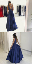 Load image into Gallery viewer, Dark Navy Cut low Long Prom Dresses Evening Dress
