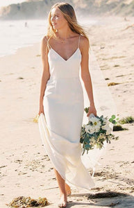 Spaghetti Straps Sheath Long Wedding Dresses Bridal Gown