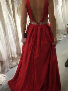 V Neck Long Prom Dresses with Pockets