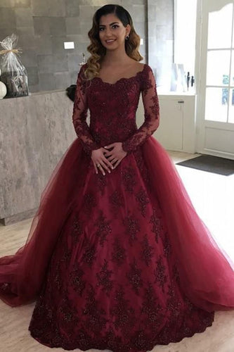 Burgundy Long Prom Dresses Quinceanera Gown