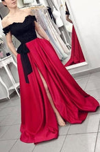 Load image into Gallery viewer, Off the Shoulder Slit Side Prom Dresses for Women