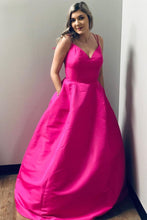 Load image into Gallery viewer, Criss Cross Fuchsia Long Prom Dresses  PG001