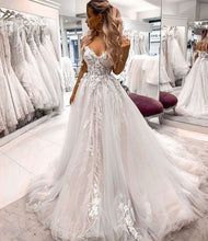 Cargar imagen en el visor de la galería, Off the Shoulder Tulle Wedding Dresses Bridal Gown with Appliques