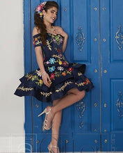 Load image into Gallery viewer, Off the Shoulder Garden Short Homecoming Dresses
