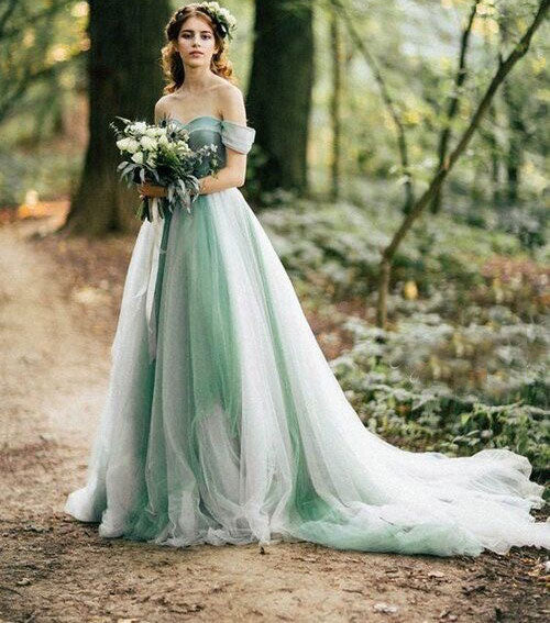 Off the Shoulder Tulle Wedding Dresses Bridal Gown