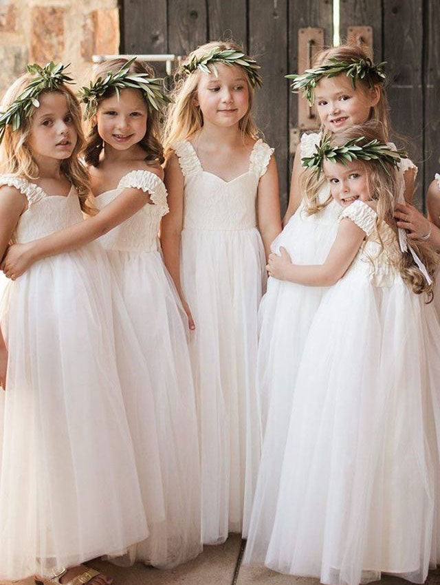 Straps flower Girl Dresses Long