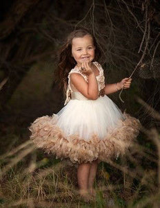 Knee Length Flower Girl Dresses with Fur