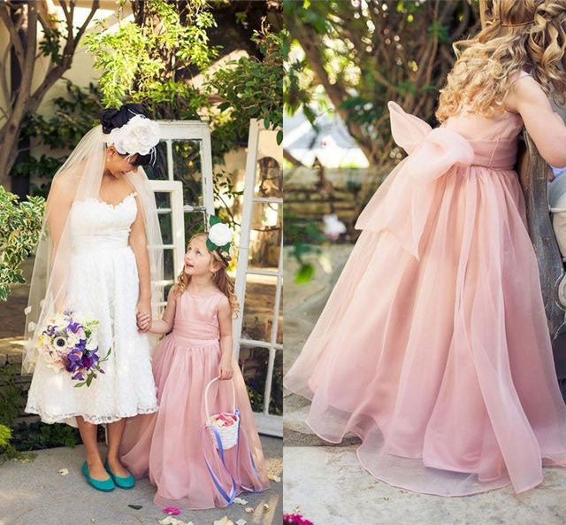 Flower Girl Dresses with Bowknot for Wedding Party