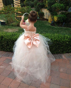 Spaghetti Straps Tulle Flower Girl Dresses with Bowknot